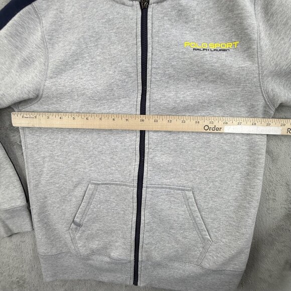 Polo Ralph Lauren Hoodie Women Large Gray Polo Sport Full Zip Fleece Logo RL Y2K - Picture 5 of 16